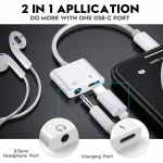 2 in 1 Type C Charging Adapter to 3.5mm Audio Earphone Jack Splitter For Type-C Headphone Jack Adapter