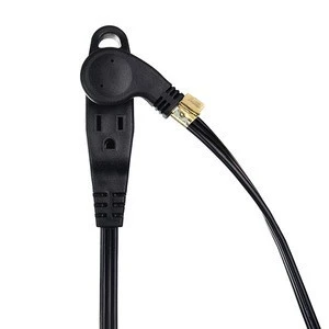 2-Pack Flat 3 Outlet Extension Cord with Space Saver Outlet Plug and Hanging Loop (Grounded 3 Prong Multi )in Black - 6 Feet