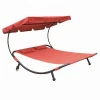 2-seater garden outdoor lounge chair lounge bed with sun shade, wheels and pillows