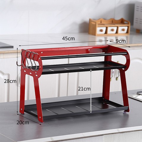 Buy 2 Tier Kitchen Shelf Metal Organizer Jar Holder Black Stand Rack ...