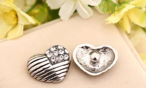 2016 New Products Rhinestone Heart Shape USA Flag Snap Button Jewelry 18mm