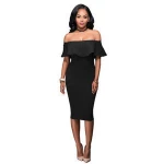 2018 Europe fashion a line shoulder lady dress