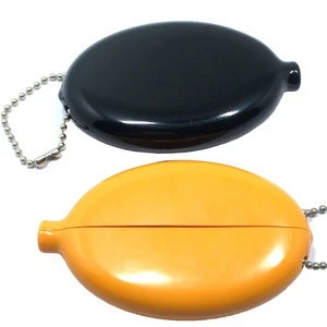 2018 Japan Hot Sell Keychain Soft PVC Plastic  Oval Squeeze Coin Purse