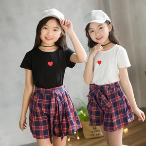 2019 Girls summer Short Sleeve Set kids T shirt and Skirt 2 pieces sets childrens clothing sets top and skirts outfits