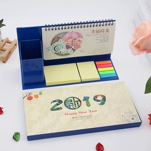 2019 multifunction desk calendar with sticky note pad