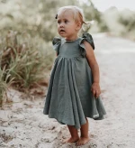 2020 baby girls linen princess dress skirt white kids fashion dress
