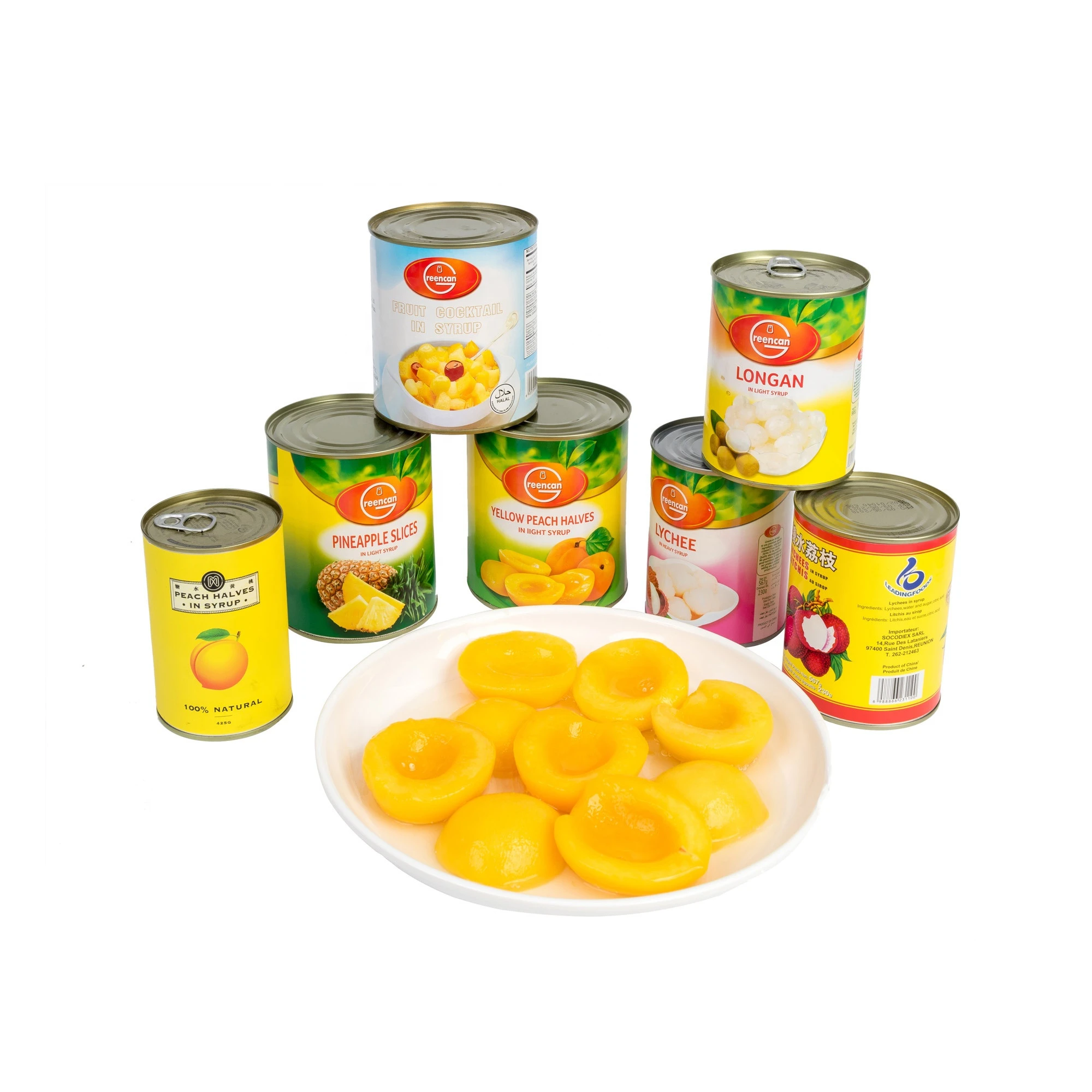 2020 Green Food Fresh Fruit Cans Canned Yellow Peach In Halves 820g Packed In The Food Grade Tins