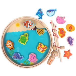 2020 New Design Magnetic Wood fishing game Fishing toys Educational toys for children