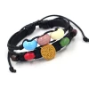 2020 New Jewelry Adjustable Size Ceramic Beads Volcanic Rock Beads Leather Bracelet Hand Made Charm Bracelets