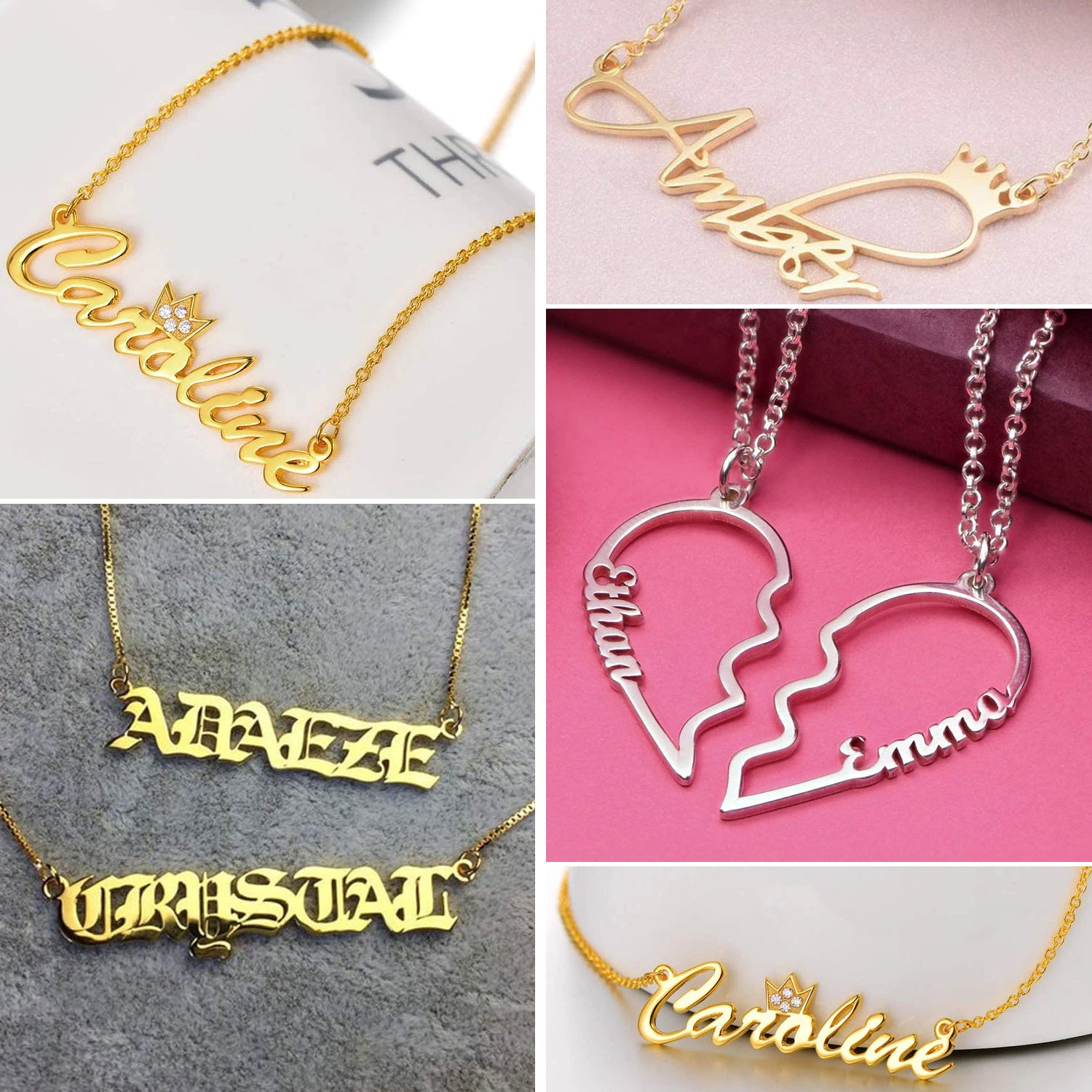 2021 fashion wholesale jewelry 3d customized jewelry gold plated pendant 925 sterling silver name plate necklace