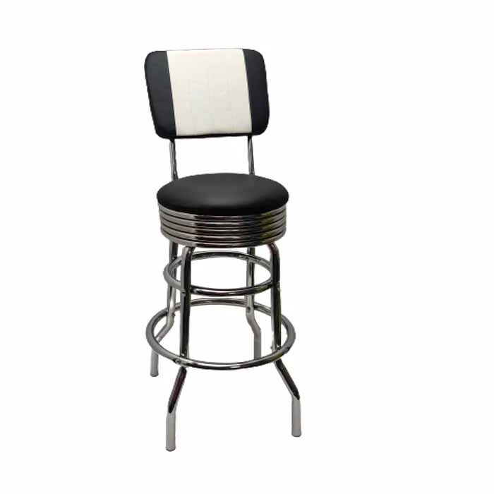 2021 New Design Bar Furniture Metal Leg PU Leather Modern Swivel High Bar Stool Chair With Backrest