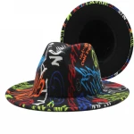 2021 New Trend Tie dye Fashion Fake Wool Felt Fedora hat different color brim women fedora hats Dress Classic