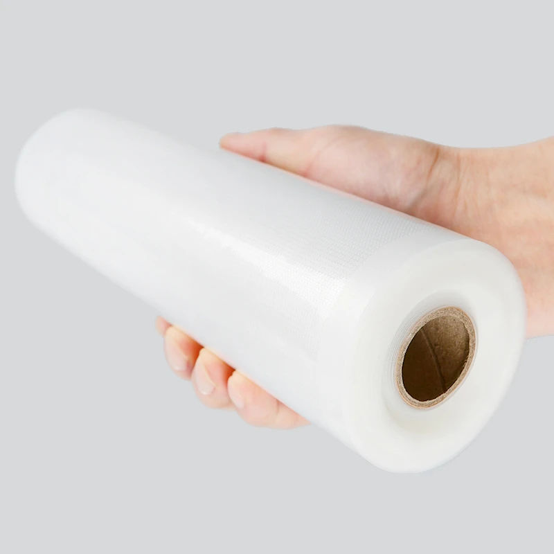 20cm wide roll transparent plastic bag nylon food vacuum bag sealing machine embossed sealing bag