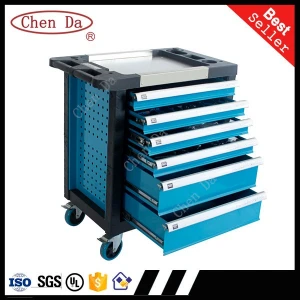 220pcs tool trolley with tools 6 drawers central lock roller cabinet with hardware hand tool set