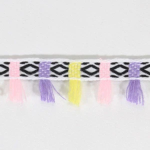 2.2cm wide hot selling multi color tassel fringe trim tape for garment accessories