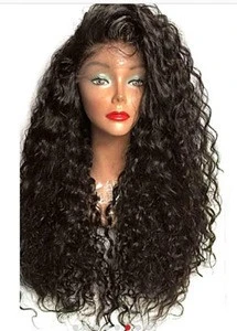 250% high density Peruvian virgin hair water wavy extra long human hair front lace wig