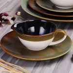 250ml Gravy Boat with saucer, colorful gravy bowl with handles