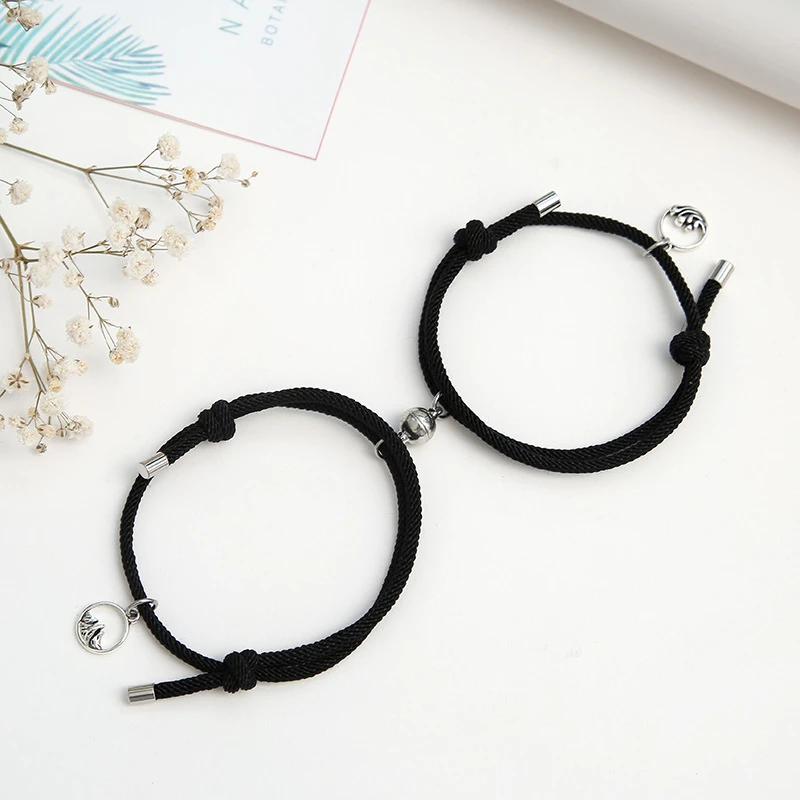 2PCS/SET alloy couple magnetic attraction ball creative Bracelet friendship rope men and women jewelry gift