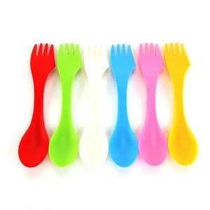 3 In 1 Spoon Fork Cutter Travel Camping Hiking Picnic Utensils disposable  Plastic Spork