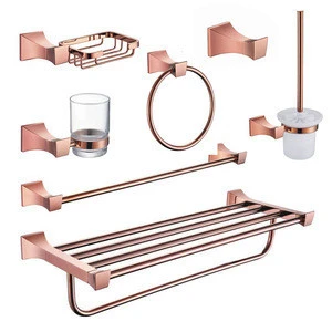 304 stainless steel toilet accessories Wall Mounted Rose Gold Bathroom Accessory hardware Set