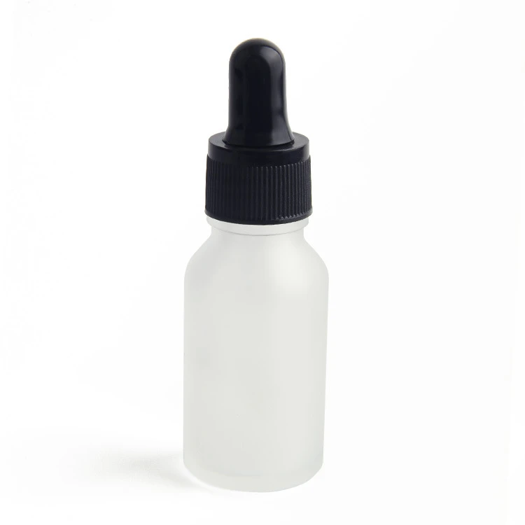 30ml 1 oz clear frosted glass bottle frost glass cosmetic bottles with glass pipette and white black lids