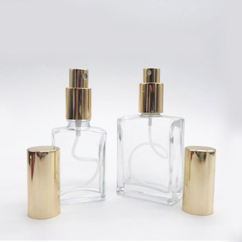 30ml Empty Atomizer Spray Perfume Glass Bottle 1oz flat square rectangle shape perfume glass bottle with pump spray cap