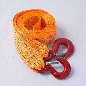 30T 5M heavy duty Double ply Nylon tow strap with steel snap hook for emergency vehicle towing