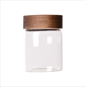 350ml 600ml 800ml Food Grade Airtight Glass Jar Tea Drinking Jar With Wooden Cap