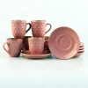 3oz Color Glazed Ceramic Stoneware Coffee Tea Cups and Saucers Sets