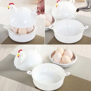 4 Eggs Kitchen Gadget Tools Chicken Shape Microwave Egg Boiler