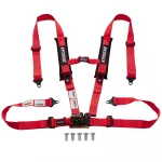 4 point red racing harness seat belt with shoulder pad