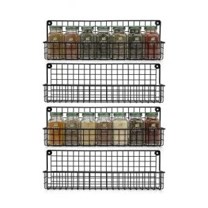 4 Tier Wall Mounted Metal Stackable Kitchen Spice Jar Storage Rack