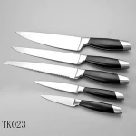 5 pieces double forged POM kitchen knife set with wooden block