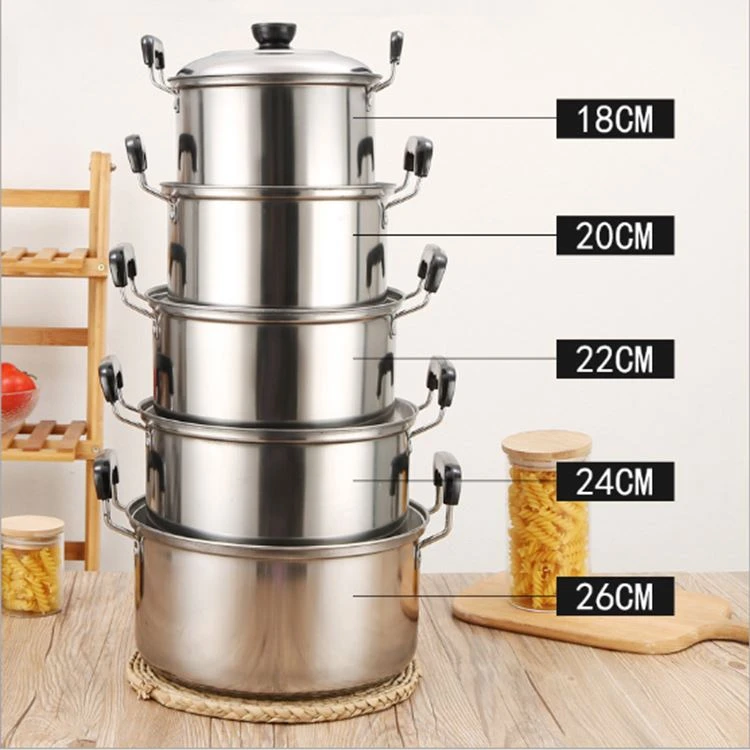 5Piece Cookware Set Glassstainless Steel Stainless Casserole Hot Pot Single Aluminum Soup Ustensiles De Cuisine Pas Cher