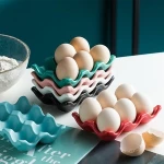 6 Grids Egg Holder Ceramic Anti-Slip Egg Box Refrigerator Shockproof Egg Incubator Tray Storage Box Home Storage Organization