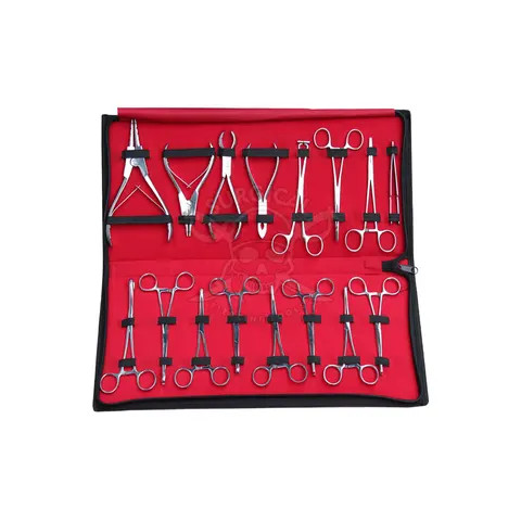 7 PC Body Piercing Instruments Kit Tools Pennington Sponge Septum Forceps 4 Prong Ball Grabber & Bead Tweezer