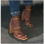 901-1 Block heel shoes women New summer high heeled Sandals Slippers Fashion Chunky Heels belt Buckle Plus size White Pink beige