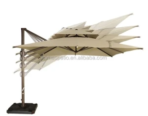 9&#39;x9&#39; Offset Cantilever Patio Umbrella With Dual Wind Vent Beige