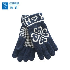 Adult cotton knit mittens adult men snow winter gloves