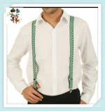 Adult Party Fancy Dress Lucky Clover Green Mens Suspenders HPC-2494