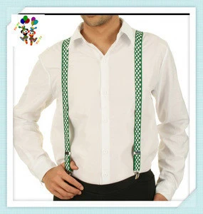 Adult Party Fancy Dress Lucky Clover Green Mens Suspenders HPC-2494