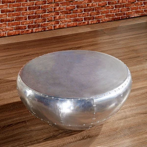 aluminum spitfire living room half dome round centre Glass Top Tea coffee table