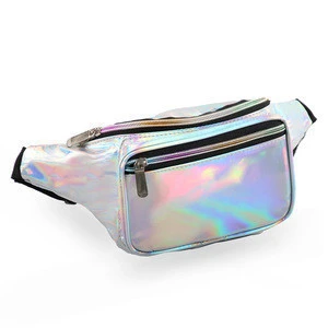 Amazon Shinny Holographic Rave Fanny Pack Custom Logo Waist Bag For Party