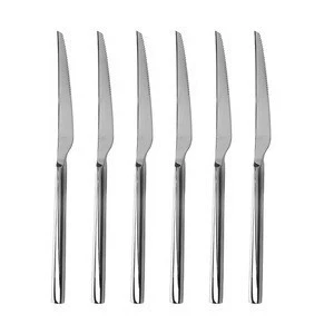 Amazon Stainless Steel Kitchen Premium Dinner knife Serrated Steak knife with Square Edge Pack of 6