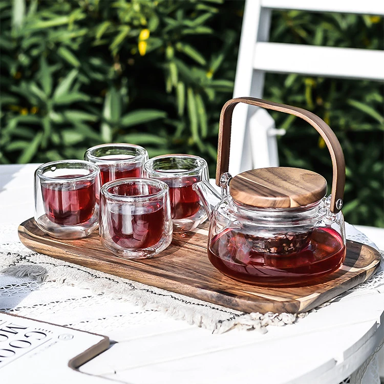 Amazon Tea Set Gift Making Tea Transparent Flower Teapot With Tea Cups