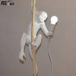 Animal Zhongshan E27 light source Hemp rope and Resin Animal  Monkey pendant lamp