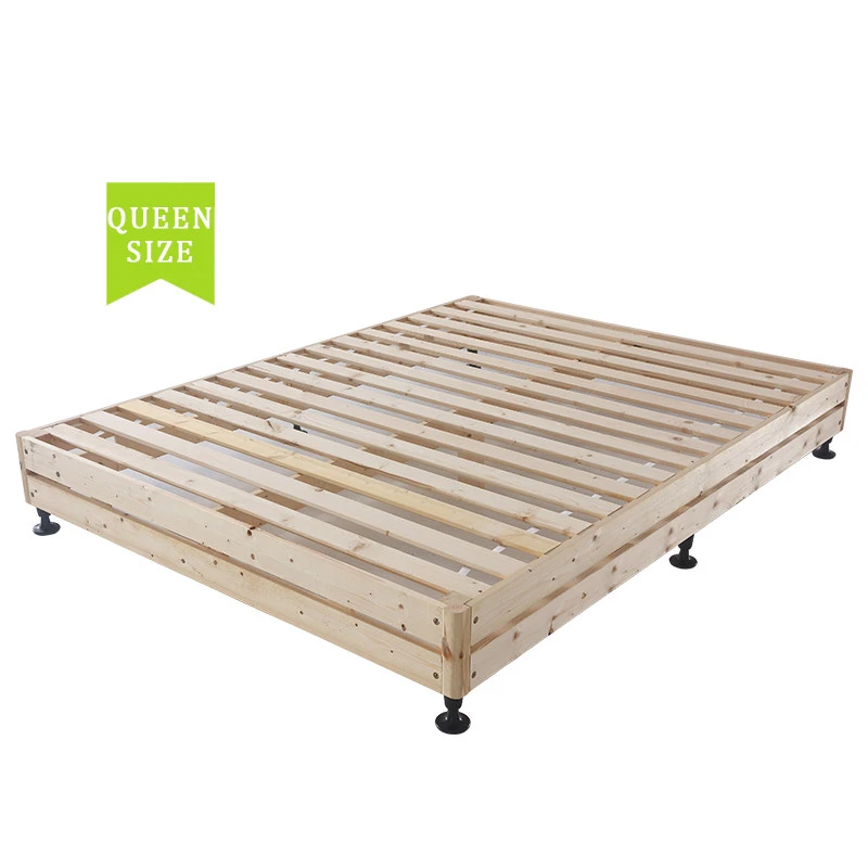 Assembled pine wood slat bed frame hotel bed base