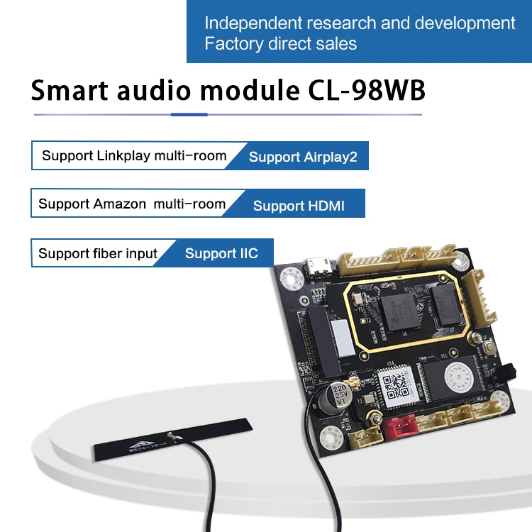 Audio source module  WIFI, BT 5.0 I2C Optical input Airplay2 Amazon multi room  power audio receiver module
