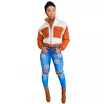 Autumn And Winter Women Fashion Faux Fur Patchwork Coat