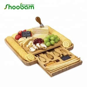 Bamboo Cheese Board with Markers for Slicing Cheese, Meat, Fruits, Vegetables